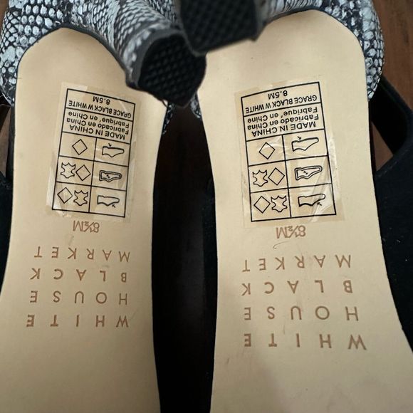 NWOB WHITE HOUSE BLACK MARKET Grace Suede Snake Embossed Open Toe Pumps - Picture 10 of 11